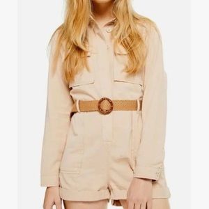 TOPSHOP khaki tan utility short romper, brand new with tags! Size 2